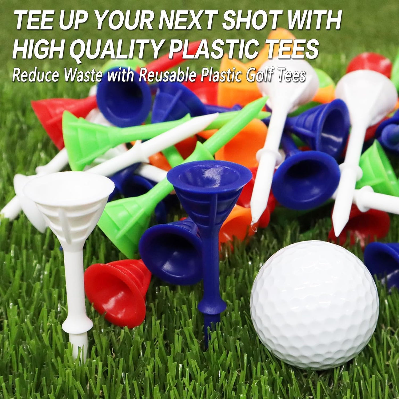 Golf Tees Plastic 30 Tees 3 1/4 Inch and 20 More Short Tees 1 1/2 Inch with Golf Tee Bag