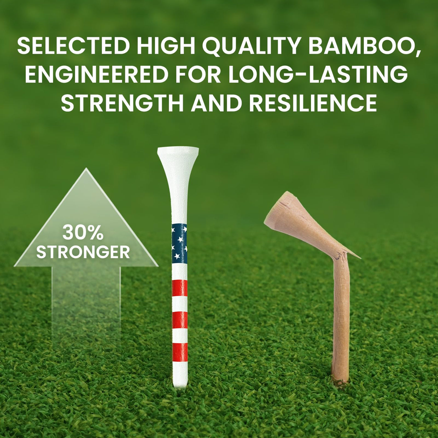 Premium Bamboo Wood Golf Tees Unique Box Design 18-Pack