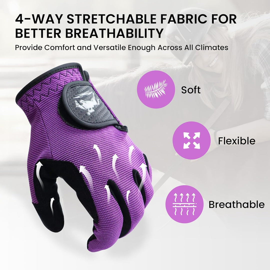 FINGER TEN Gants D'Équitation Femmes - Maille Respirante, Confortables Et Antidérapants, Lot De Couleurs D'Été