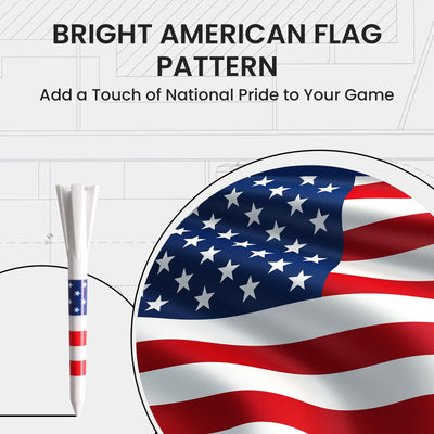 USA Flag Golf Tees 80 Driver with 20 Iron Plastic Tee Mixed Pack
