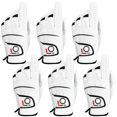 FINGER TEN Golf Gloves Men Right Left Handed Golfer Men’s Golf Glove Left Right Hand Value 3/6 Pack, All Weather Leather Grip Small Medium ML Large XL Size