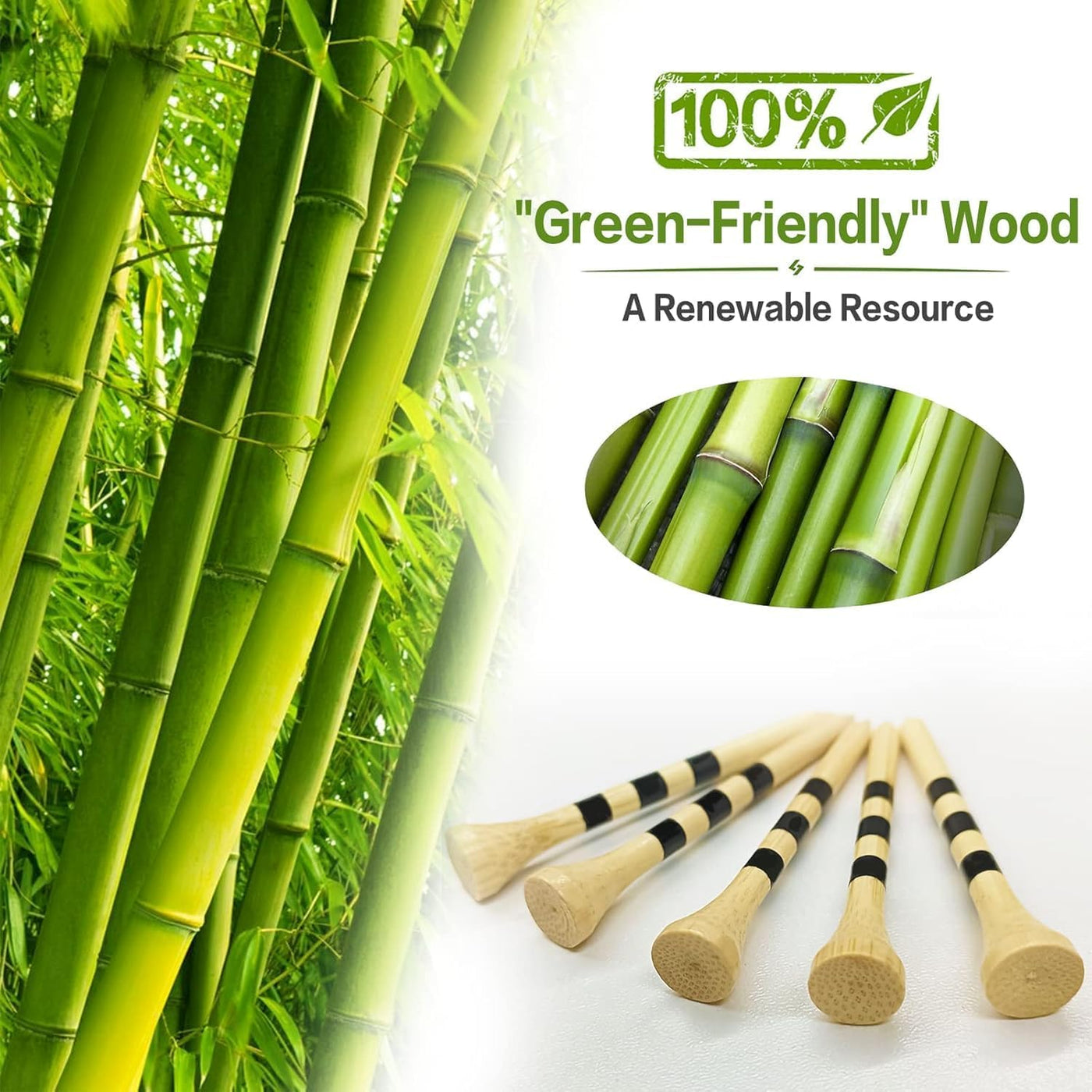 Golf Tees Wood Consistent Height 60 Pack Long Tees 2 3/4 3 1/4 Inch and 40 Pack 1 1/2 Inch Short Tees