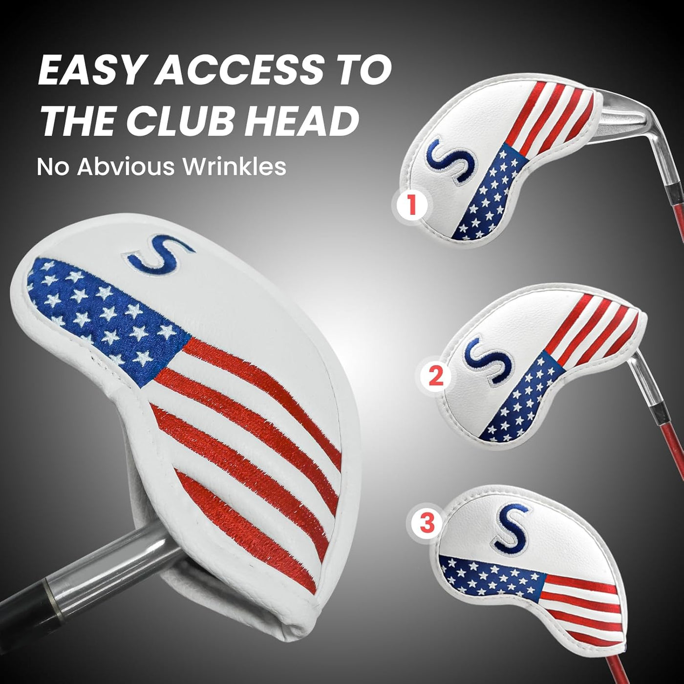 Golf Club Covers for Irons Magnetic Value 11 Pack with Gift Box USA Flag Design