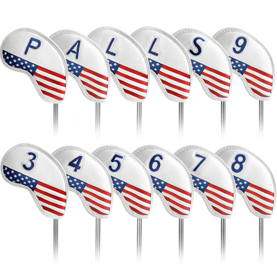USA Flag Golf Iron Head Covers Set 12 Pack Universal Fit