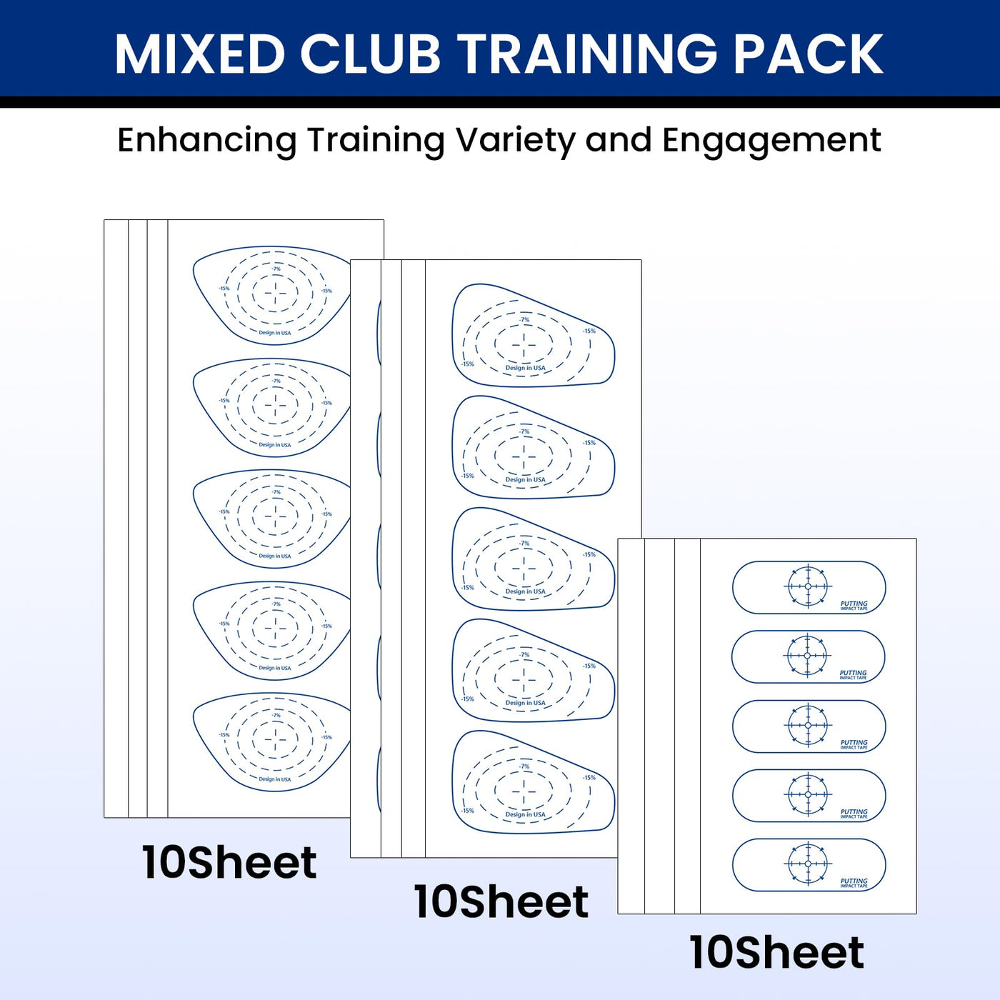 Golf Impact Tape Stickers for Driver Woods Irons Putters Self-Teaching Training Aid