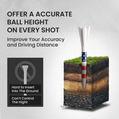 USA Flag Golf Tees 80 Driver with 20 Iron Plastic Tee Mixed Pack