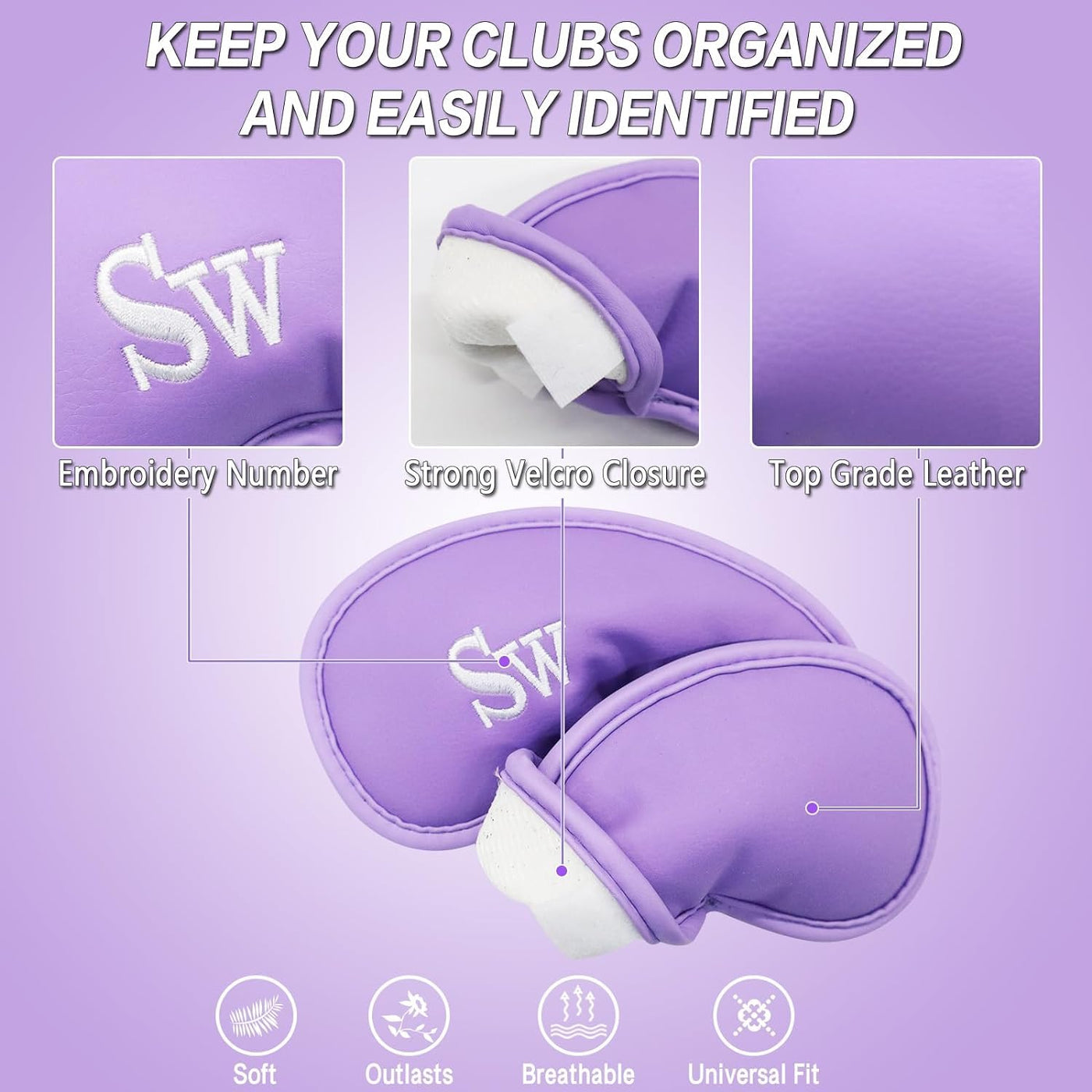 Golf Iron Head Covers 12 Piece Set Universal Fit