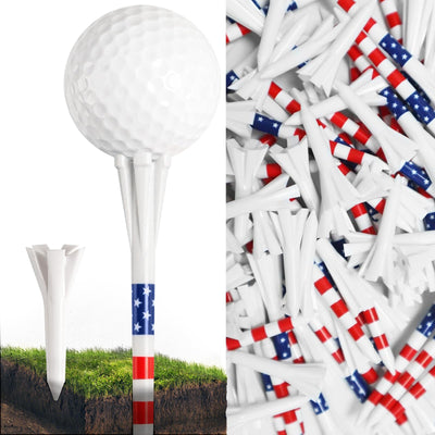 USA Flag Golf Tees 80 Driver with 20 Iron Plastic Tee Mixed Pack