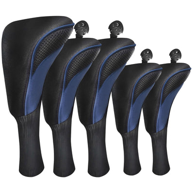Golf Club Head Covers for Woods Driver Fairway Hybrid Value 5 Pack