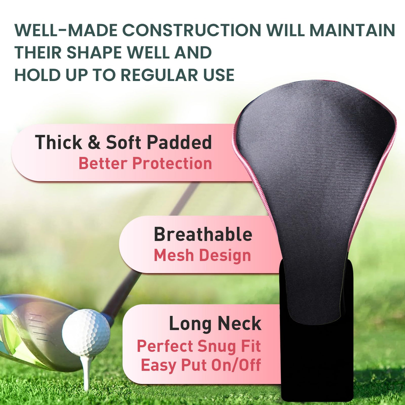 Golf Club Head Covers for Woods Driver Fairway Hybrid Value 5 Pack