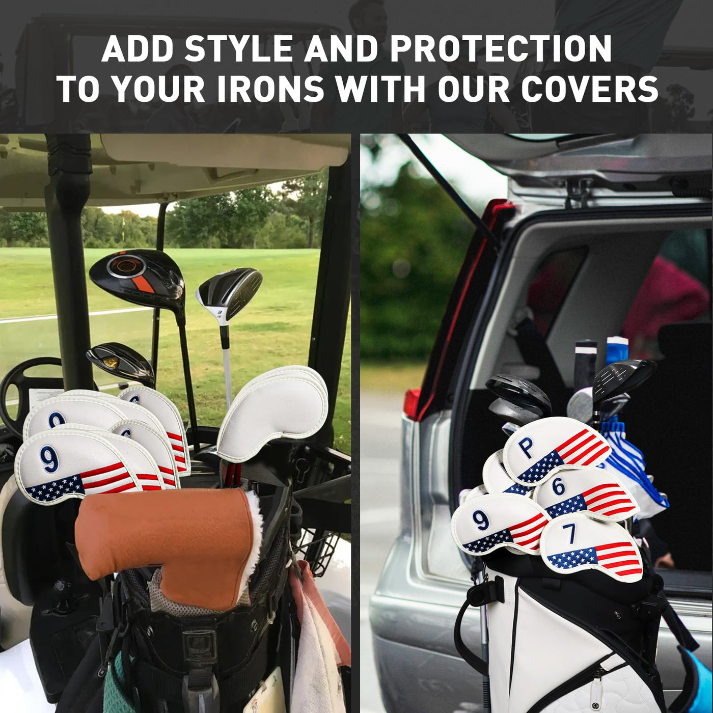 USA Flag Golf Iron Head Covers Set 12 Pack Universal Fit