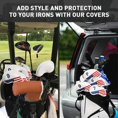 USA Flag Golf Iron Head Covers Set 12 Pack Universal Fit