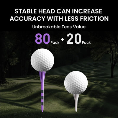 Golf Tees Plastic 80 Driver with 20 Iron Mixed 100 Pack
