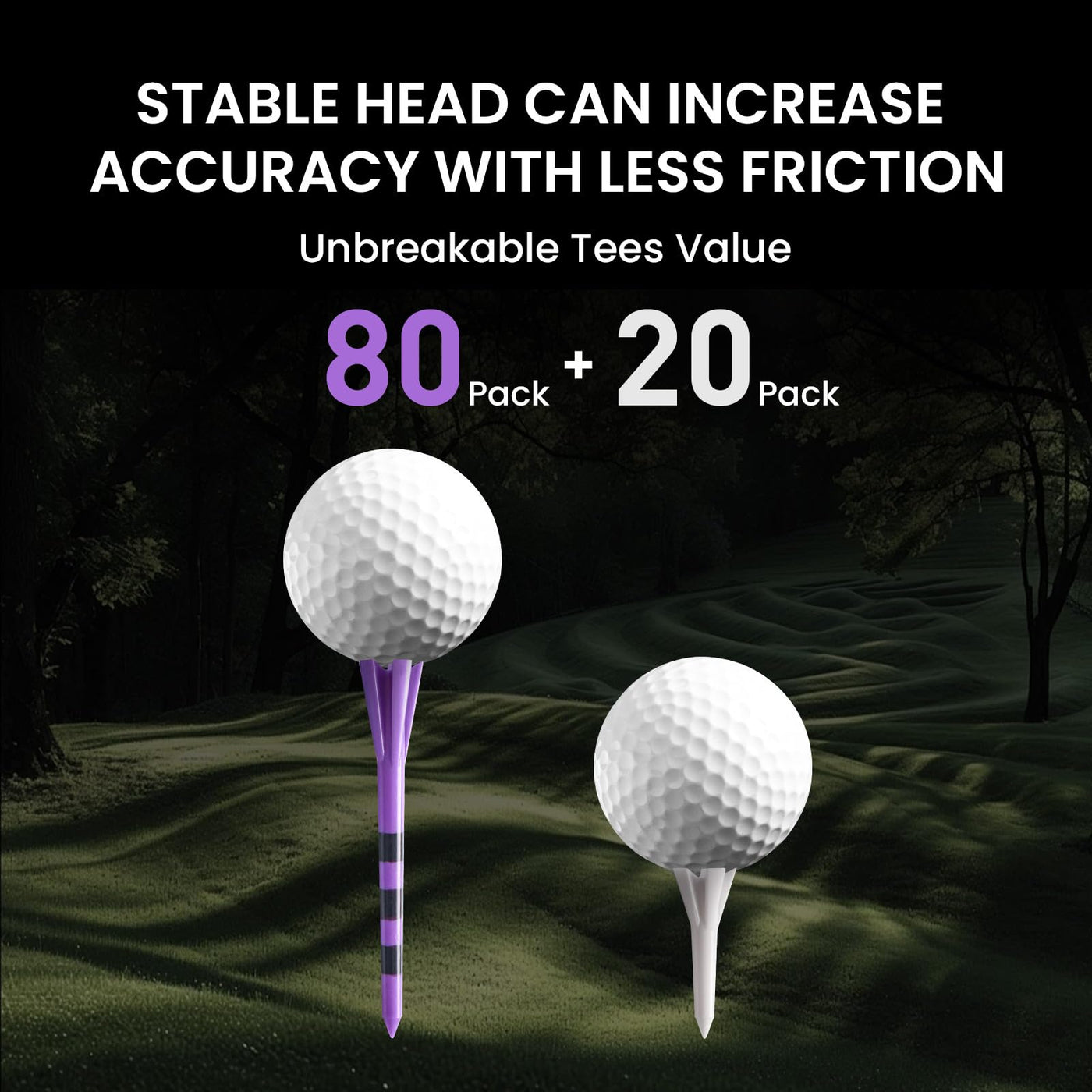 Golf Tees Plastic 80 Driver with 20 Iron Mixed 100 Pack