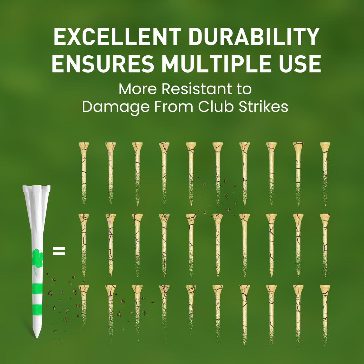 Luck Clover Golf Tees 80 Driver with 20 Iron Plastic Tee Mixed Pack