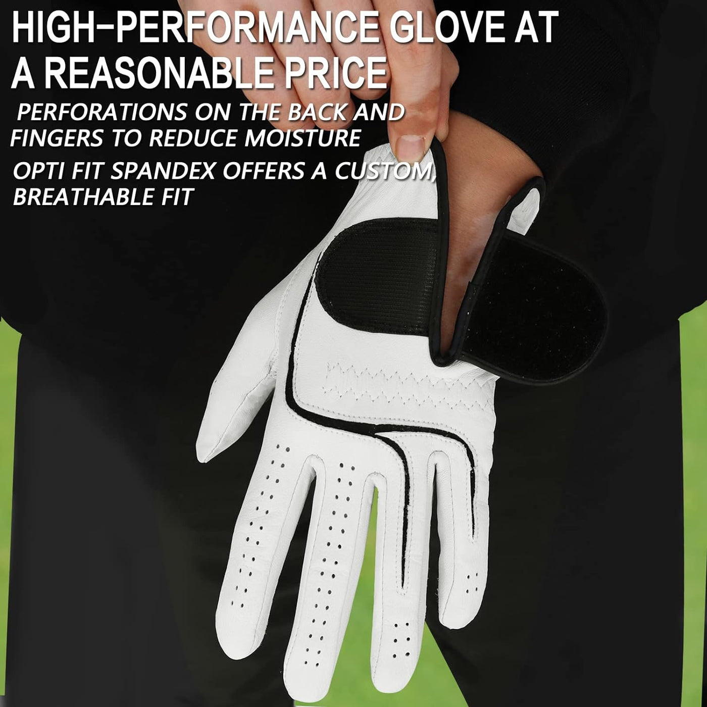 Men's Golf Gloves Cabretta Leather All Weather Grip 3 Pack