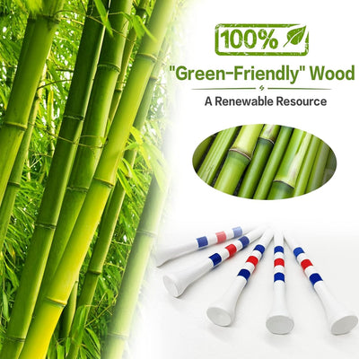 Golf Tees Wood Consistent Height 60 Pack Long Tees 2 3/4 3 1/4 Inch and 40 Pack 1 1/2 Inch Short Tees