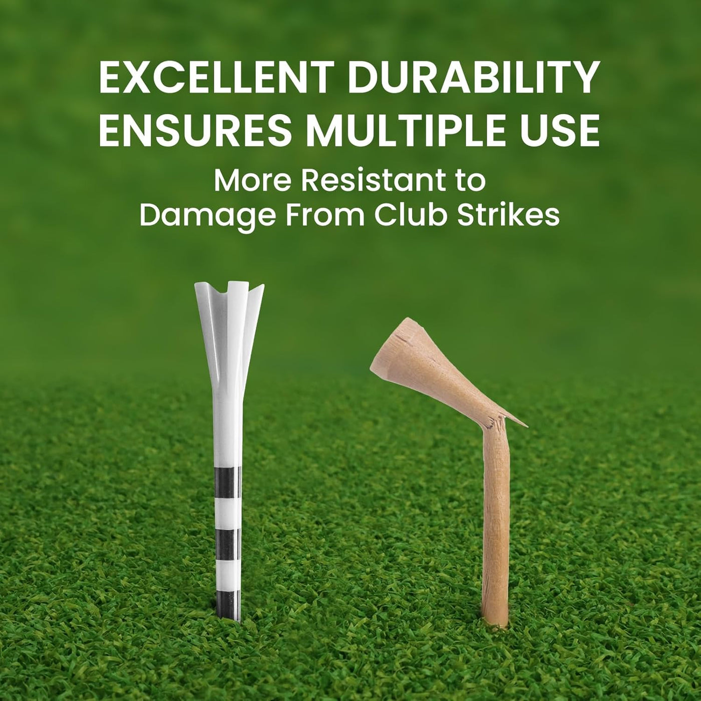 Golf Tees Plastic 60 Driving Range Tees 2 3/4 3 1/4 Inch and 40 More Short Tees 1 1/2 Inch with Golf Tee Bag Pouch