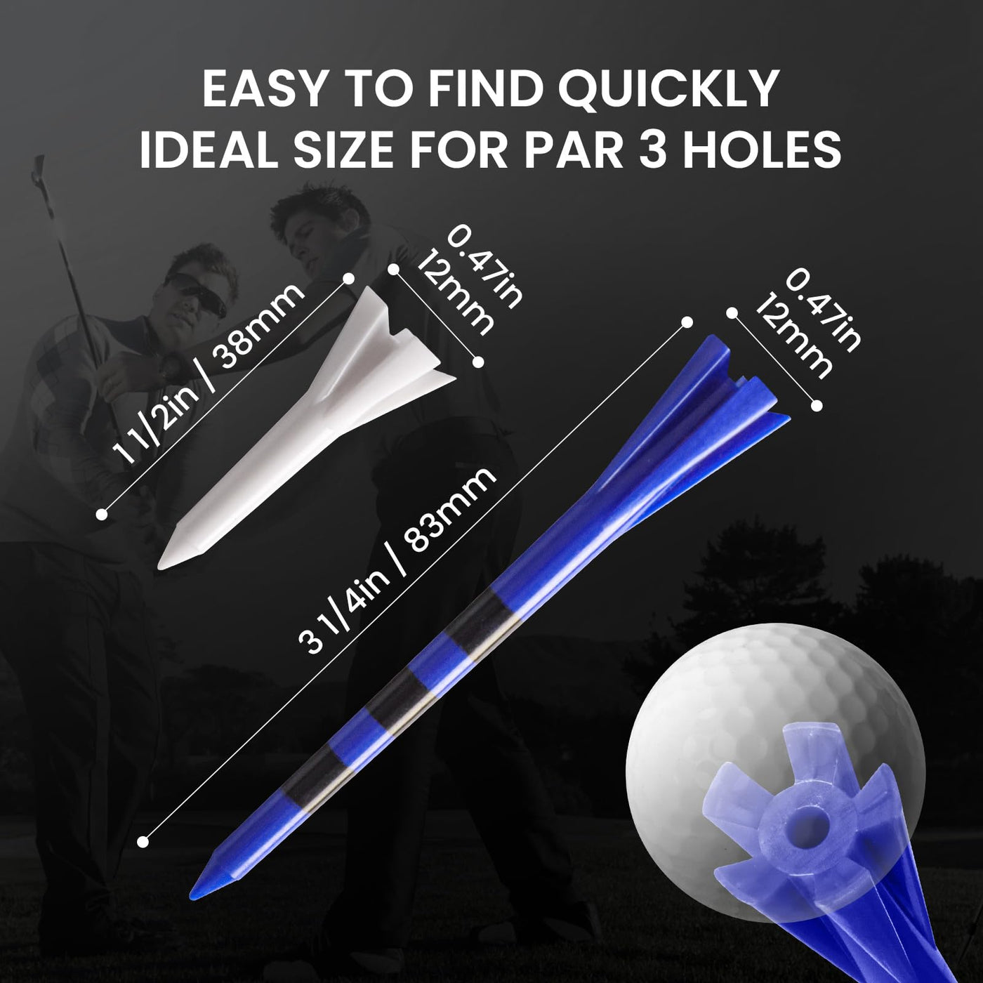 Golf Tees Plastic 80 Driver with 20 Iron Mixed 100 Pack