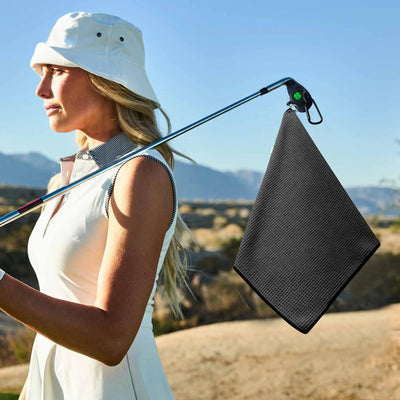 Golf Club Brush Cleaner Magnetic Retractable Carabiner Towels 2 Pack Kit