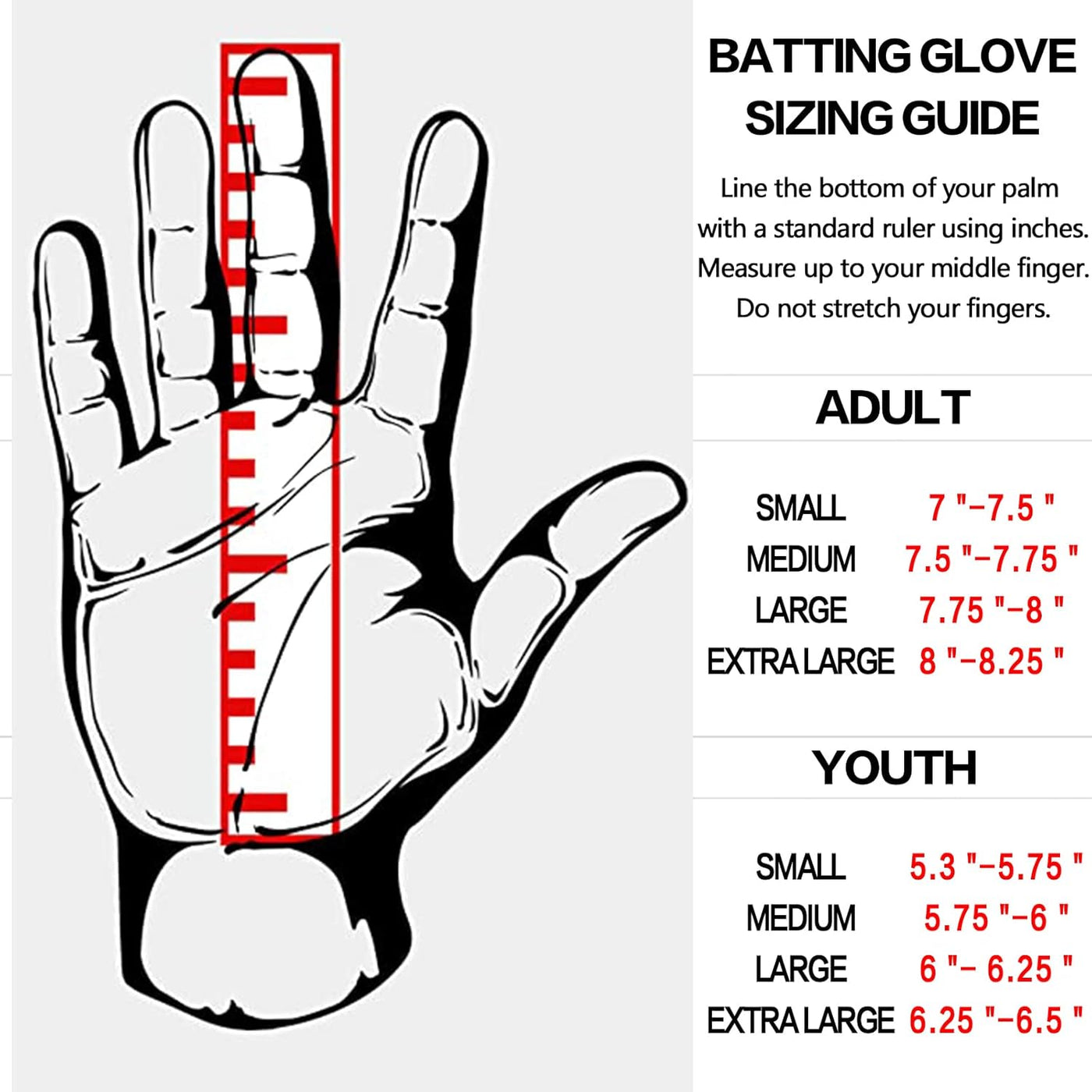 Baseball Softball Batting Gloves Youth Adult 1 Pair