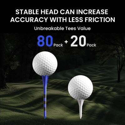 Golf Tees Plastic 80 Driver with 20 Iron Mixed 100 Pack