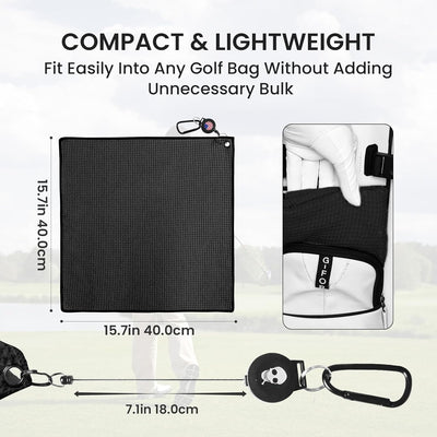 2 Pack Golf Towels with Magnetic Carabiner 16''X16''