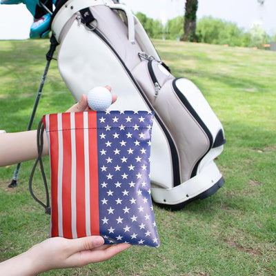 Golf Valuables Pouch Ball Tee Bag with Drawstrings USA Flag