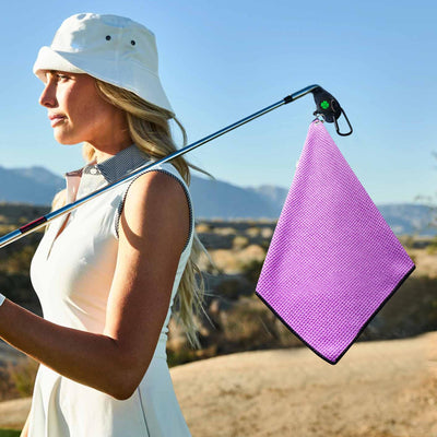 Golf Towels for Golf Bags for Women Men Value 2 Pack with 3 Strong Magnetic Retractable Carabiner and Black Brush
