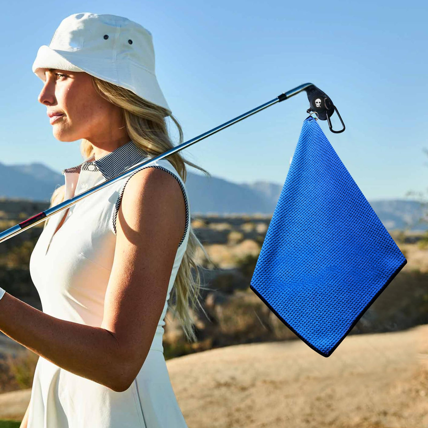 Golf Towels 3 Pack 16''X16'' with Strong Magnetic Retractable Carabiner