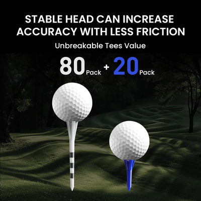 Golf Tees Plastic 80 Driver with 20 Iron Mixed 100 Pack