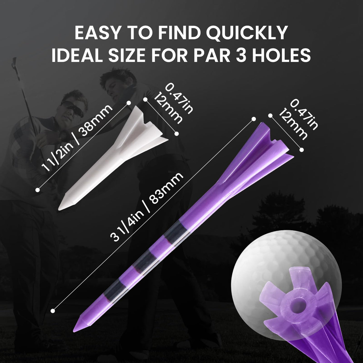 Golf Tees Plastic 80 Driver with 20 Iron Mixed 100 Pack