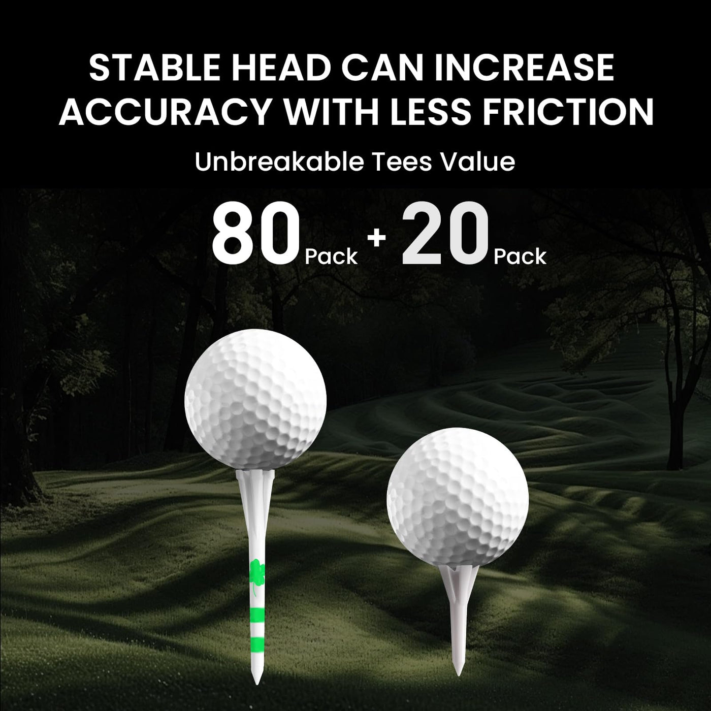 Luck Clover Golf Tees 80 Driver with 20 Iron Plastic Tee Mixed Pack