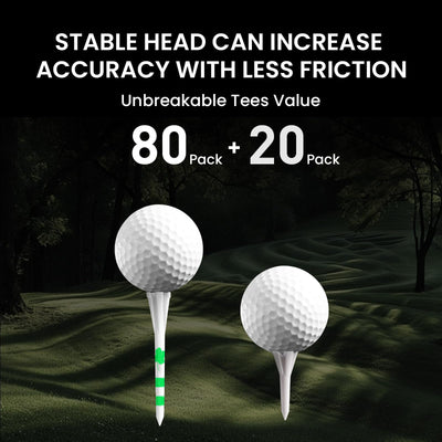 Luck Clover Golf Tees 80 Driver with 20 Iron Plastic Tee Mixed Pack