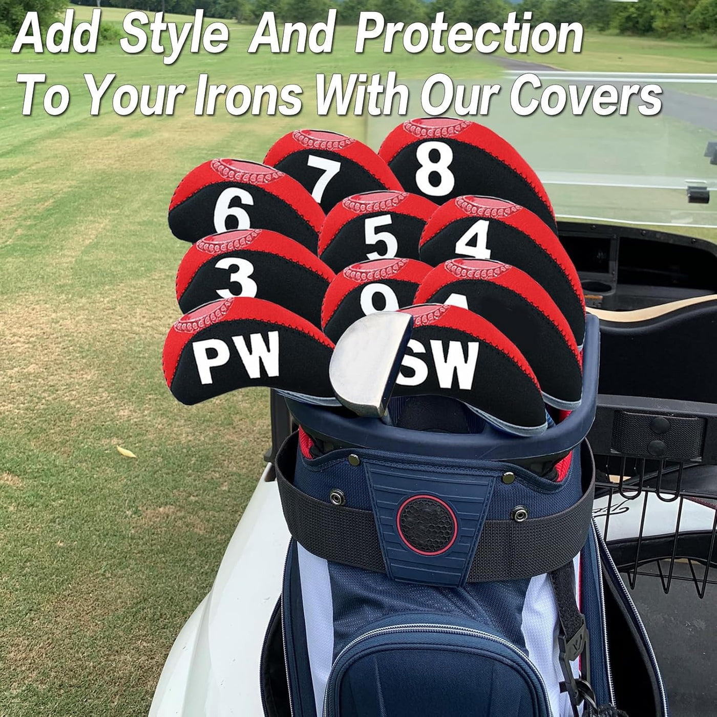 Golf Iron Covers Set Neoprene with Top Window 10 Pack