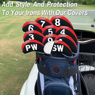 Golf Iron Covers Set Neoprene Club Headcover with Top Window 10 Pack