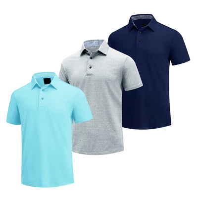 Lot de 3 chemises de golf à manches courtes pour homme New Performance Fit 