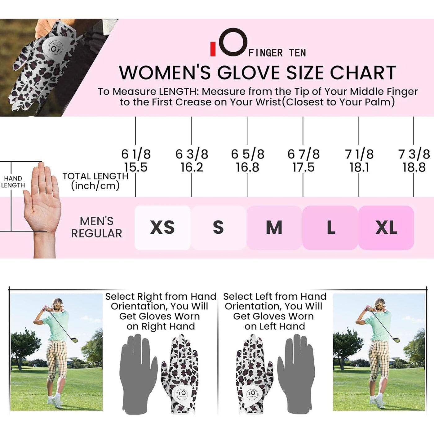 Golf Gloves Women Leopard Full Finger 1 Pack