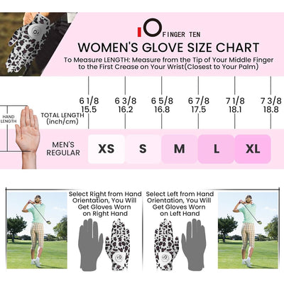 Golf Gloves Women Leopard Full Finger 1 Pack