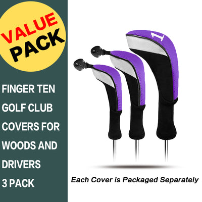 Golf Head Covers Woods Driver Fairway Hybrid Value 3 Pack