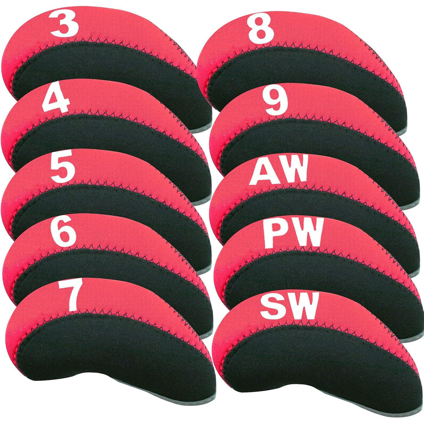 Golf Iron Covers Set Neoprene Club Headcover Value 10 Pack