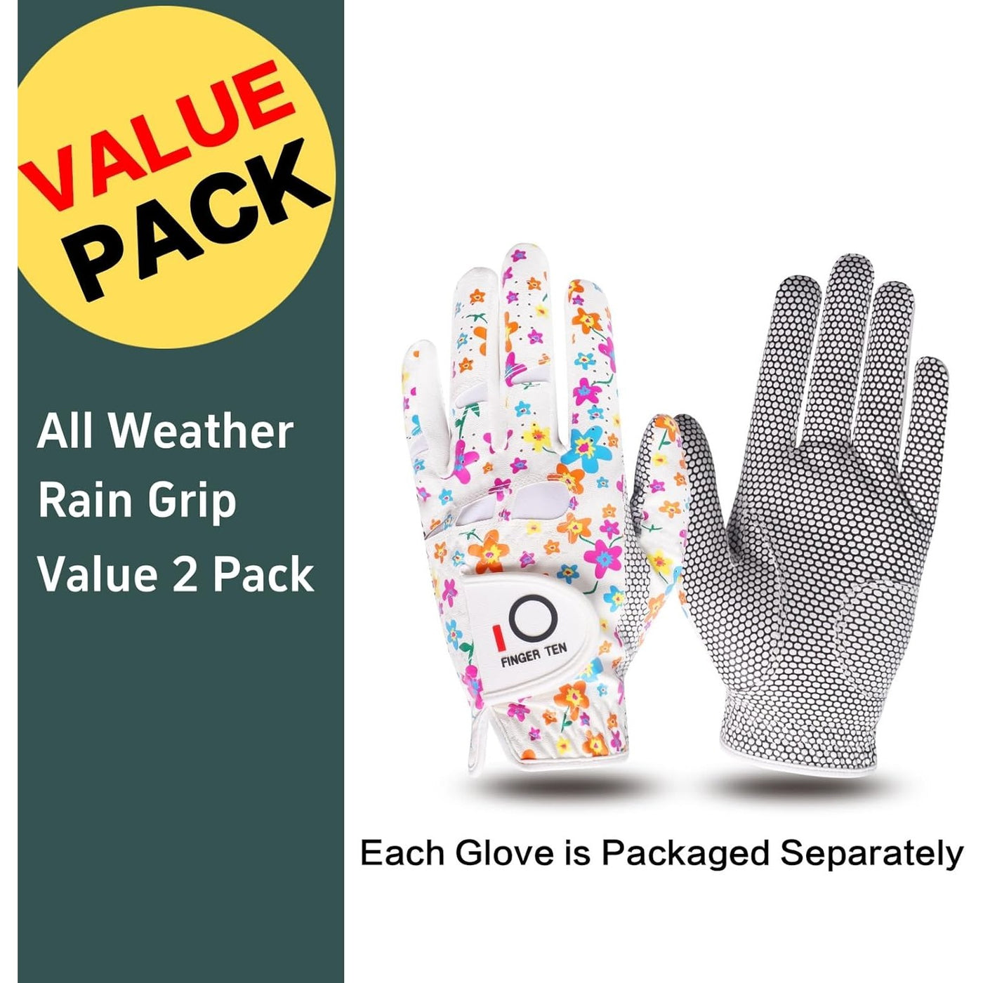 Women's Golf Gloves Extra Grip Weathersof Flower 2 Pack