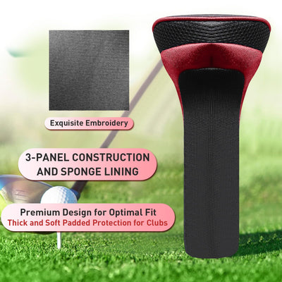 Golf Club Head Covers for Woods Driver Fairway Hybrid Value 5 Pack