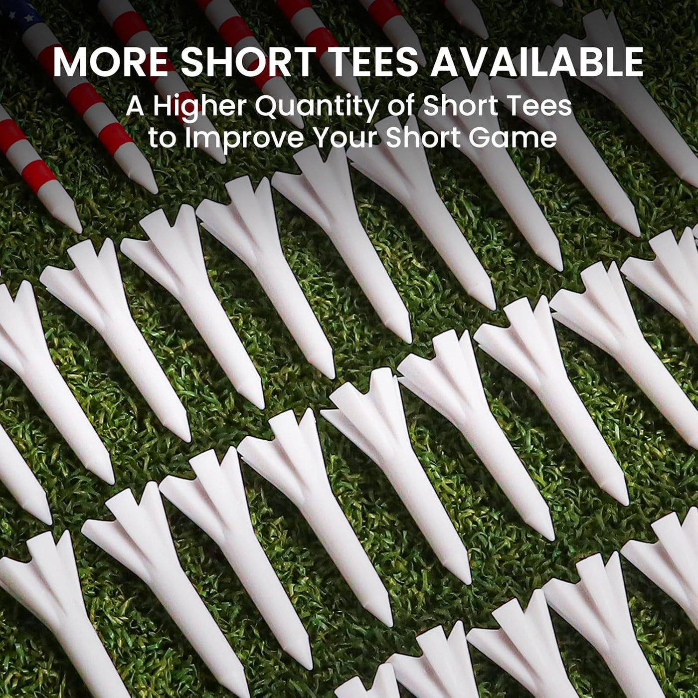 Golf Tees Plastic 60 Driving Range Tees 2 3/4 3 1/4 Inch and 40 More Short Tees 1 1/2 Inch with Golf Tee Bag Pouch