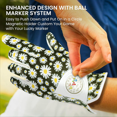 Golf Gloves Women Daisy Full Finger 1 Pack