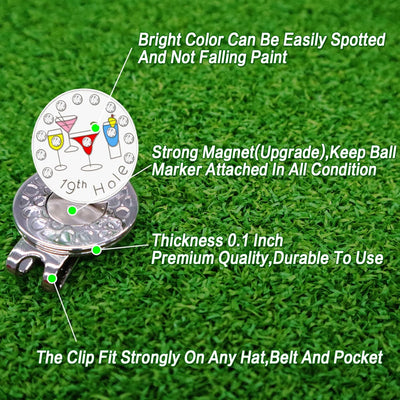 3 Pcs Golf Ball Markers with 3 Pack Hat Clip