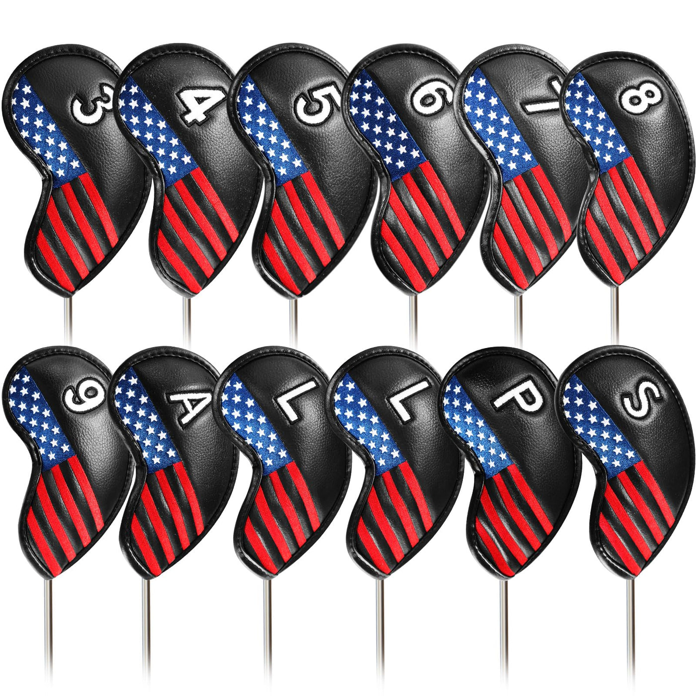 USA Flag Golf Iron Head Covers Set 12 Pack Universal Fit