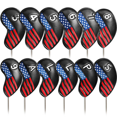 USA Flag Golf Iron Head Covers Set 12 Pack Universal Fit