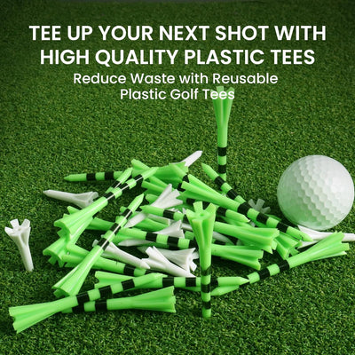 Golf Tees Plastic 60 Driving Range Tees 2 3/4 3 1/4 Inch and 40 More Short Tees 1 1/2 Inch with Golf Tee Bag Pouch