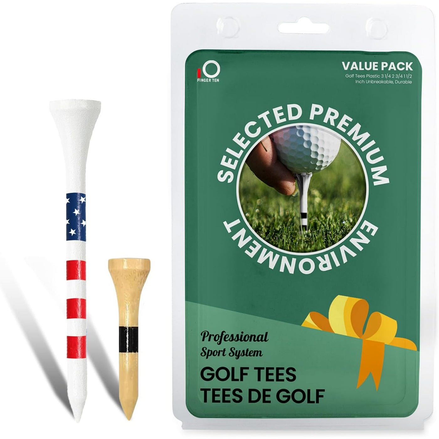 Tees de golf en bois à hauteur constante, lot de 60 tees longs de 2 3/4 3 1/4 pouces et lot de 40 tees courts de 1 1/2 pouce 